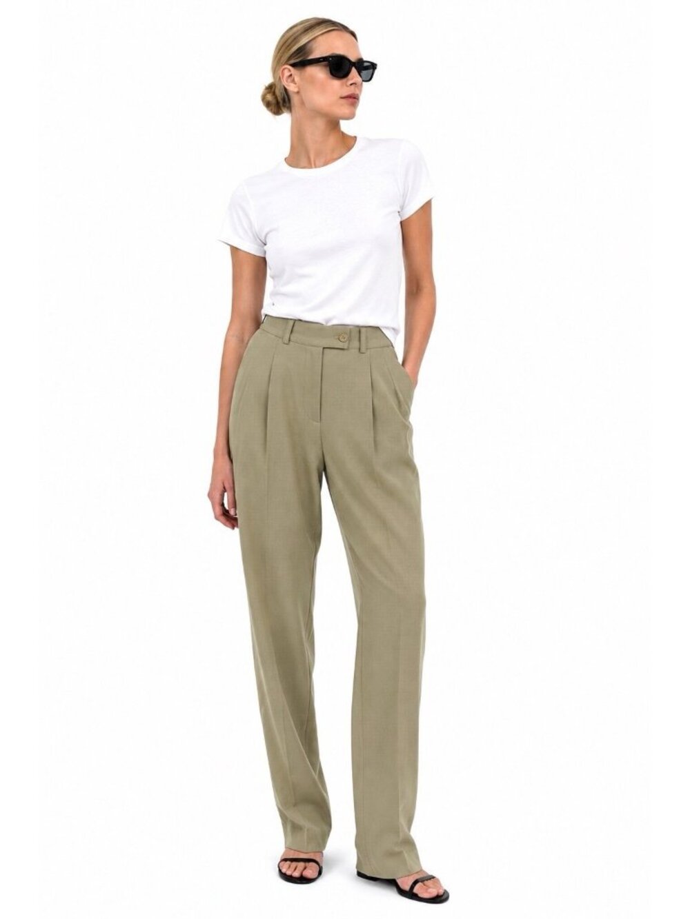 CALVIN KLEIN COLLECTION PANTS vintage 90s beige XS 0 2 pleated CBK era 100% wool